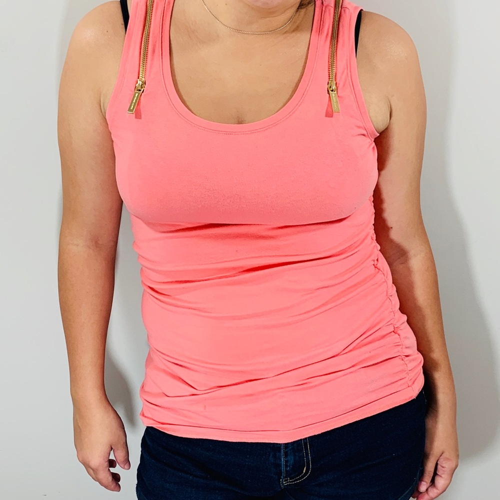 Michael Korda M Coral W gold zippers tank top